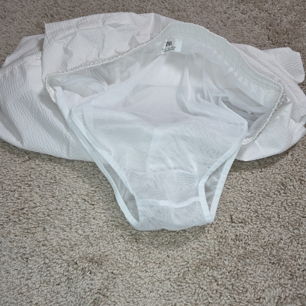 zara parachute white shorts sz large - Picture 3 of 8